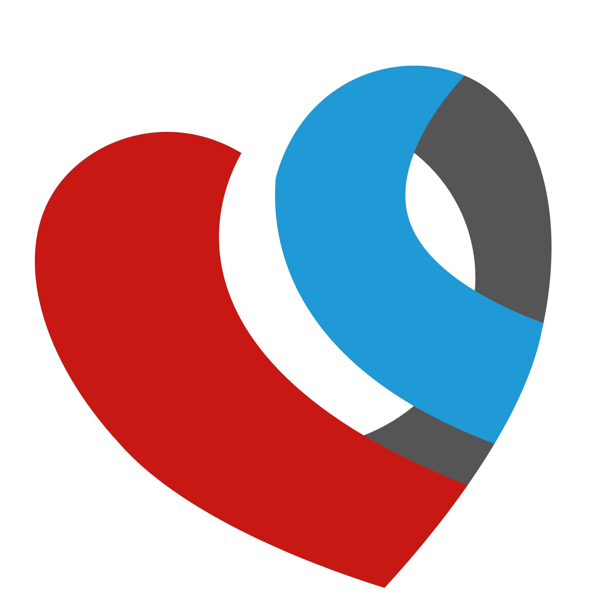 Logo COC Haaglanden. Is letterspel met COC in hartvorm. De C links is rood, de C rechts is blauw. Verder een witte achtergrond. 