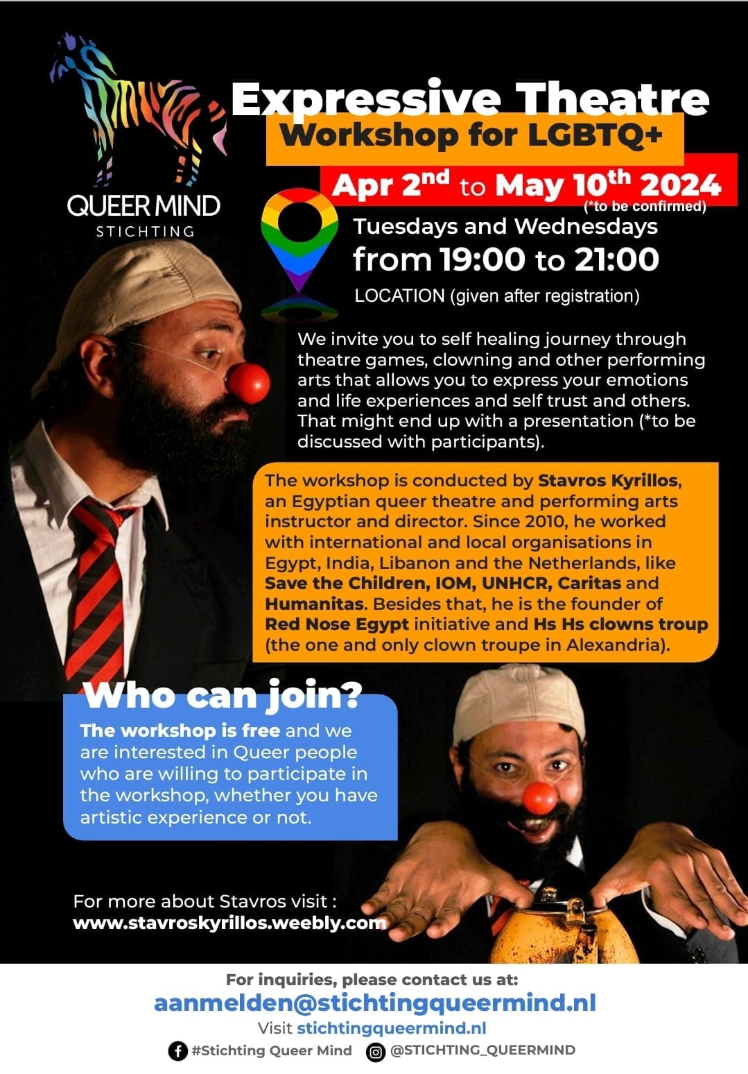 Flyer Queer Mind: lessons Expressive Theatre
